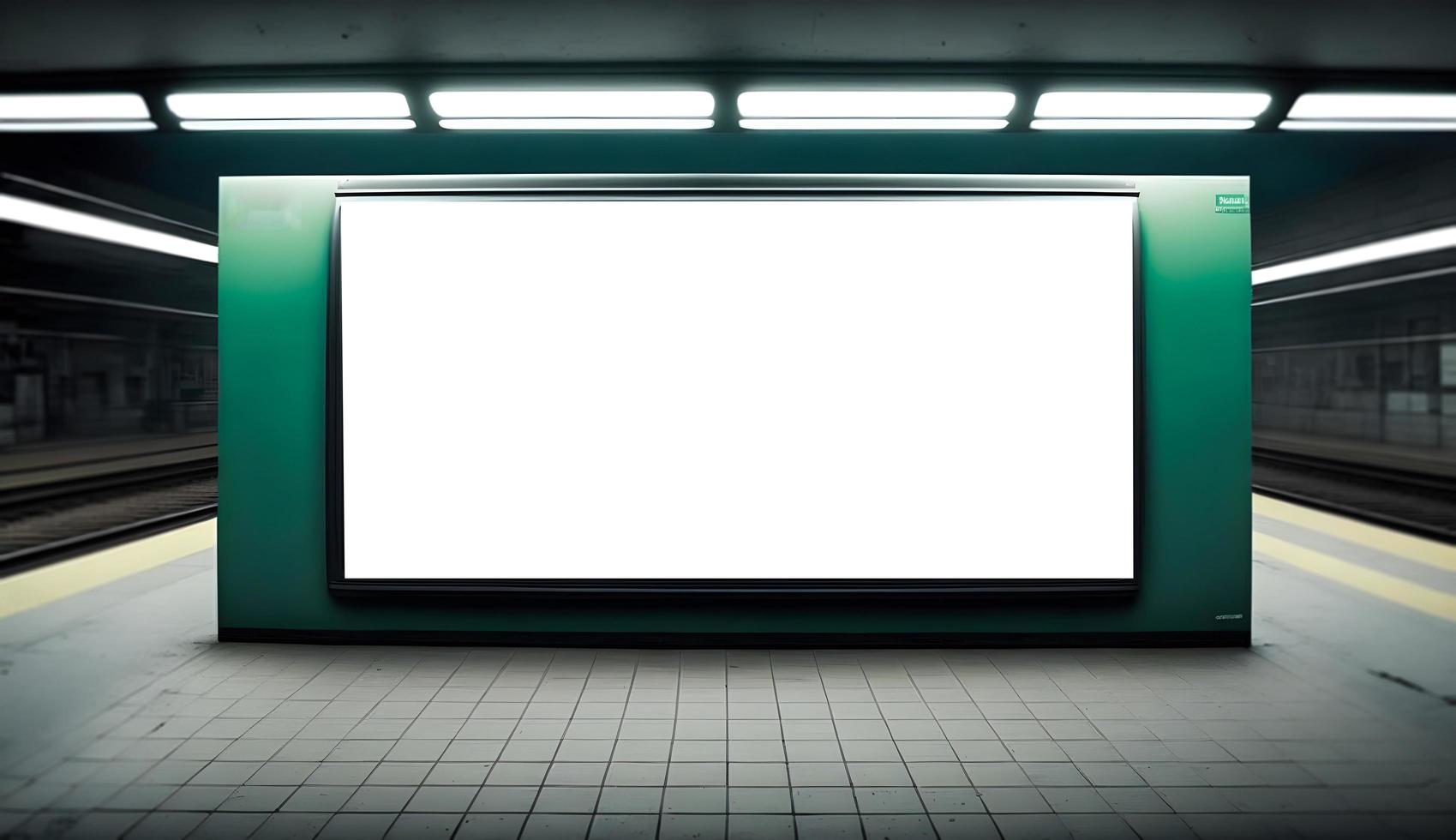 Empty subway billboard, Blank white landscape advertisment billboard in subway station for marketing banner, Ad display space at underground subway, Free photo