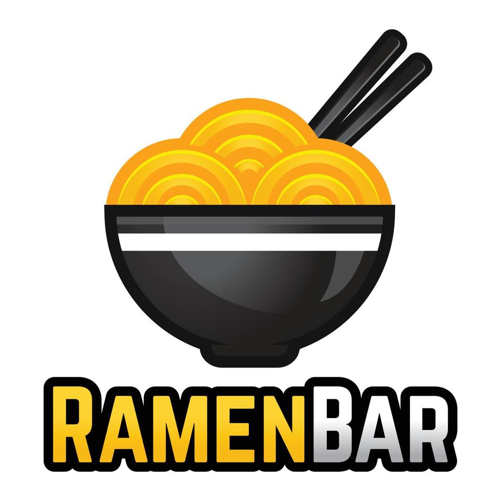 Modern vector gradient simple Chinese noodle logo design icon template. Japanese ramen vector illustration for brand, cafe, restaurant, bar. Isolated on white background