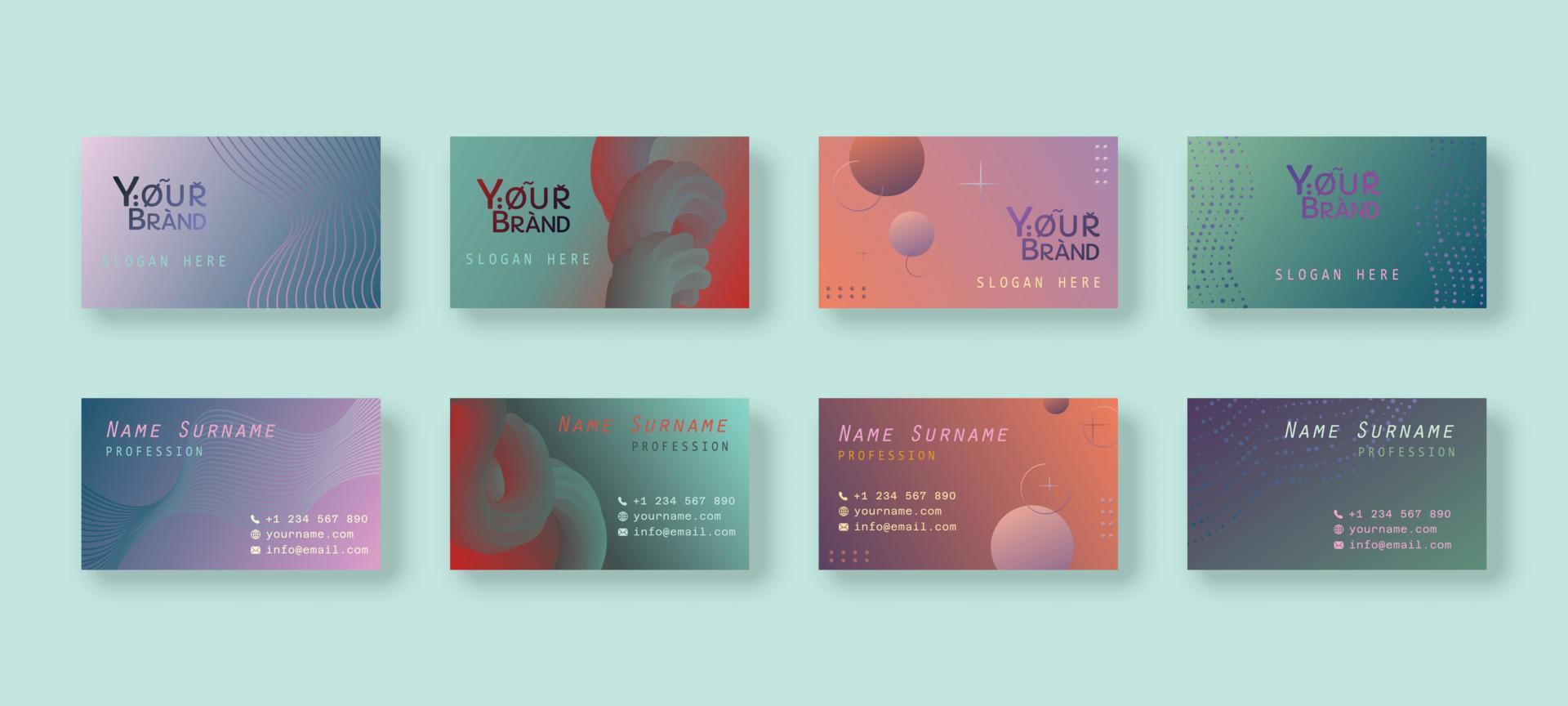 Collection Business Essential Gradient Name Card Design Template Set vector
