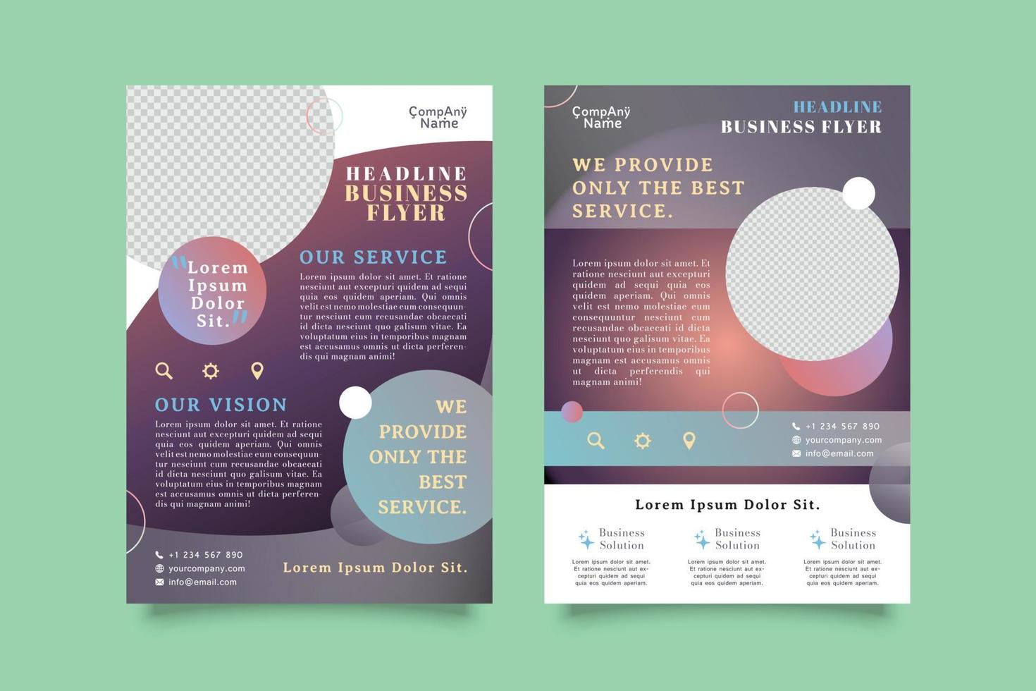 Dark Gradient Business Essential Flyer Template Set vector