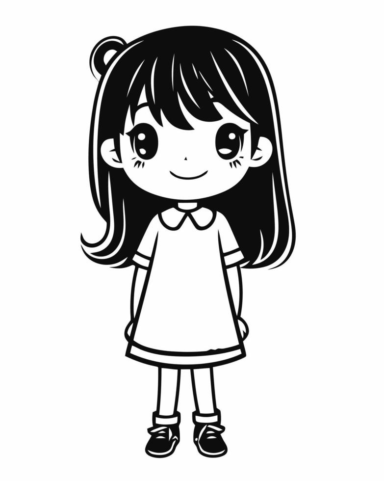 Simple Cartoon Girl Illustration vector