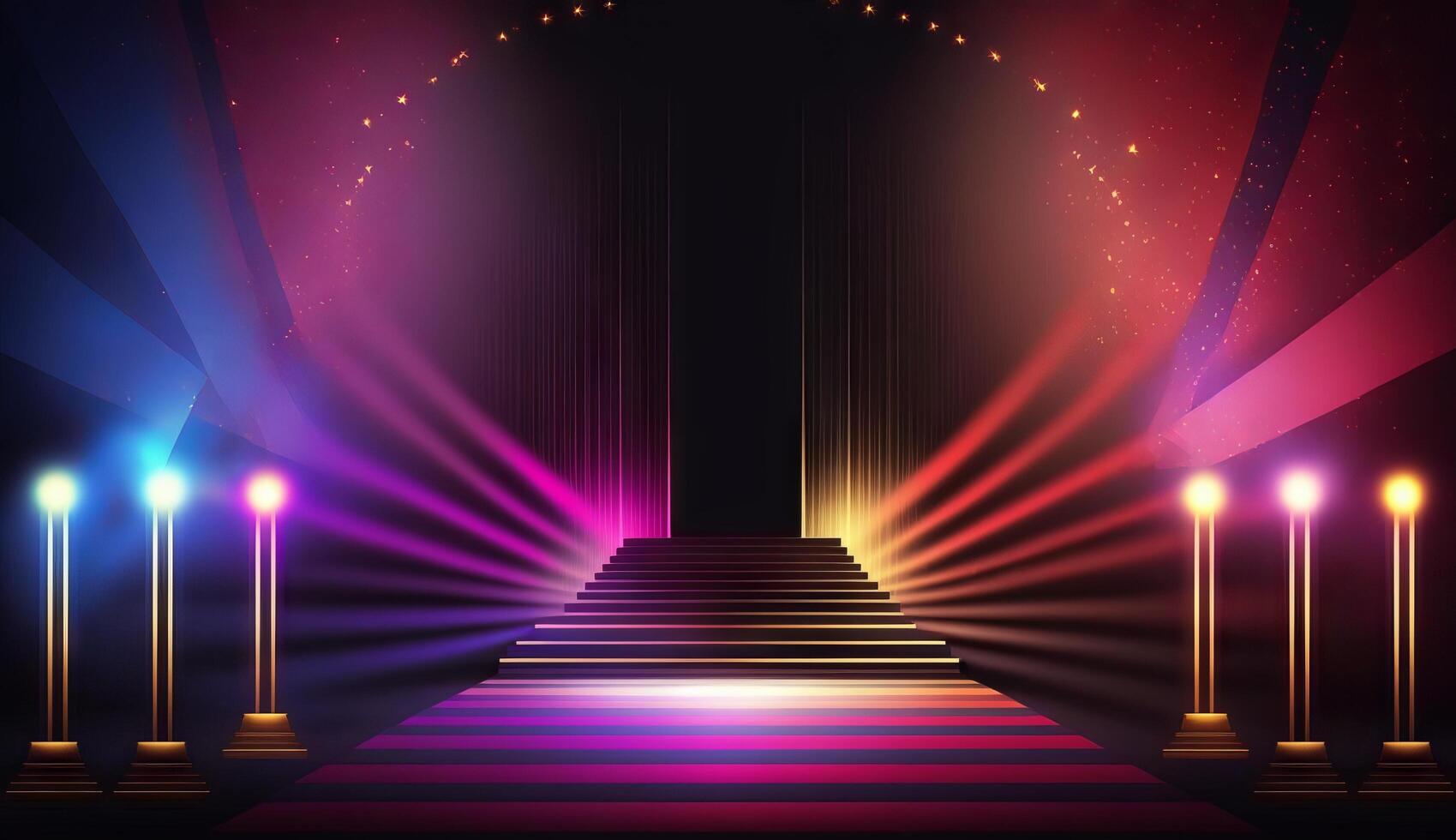 Blue Pink Red Golden Stage Spotlights Awards Graphics Background ...