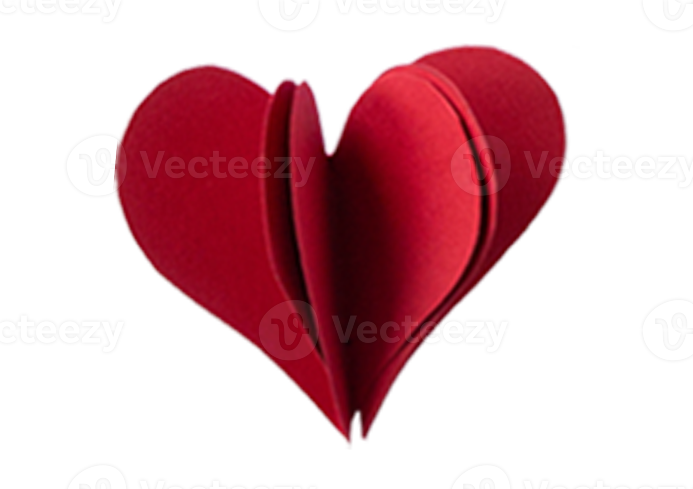 Red paper decoration heart isolated on a transparent background png