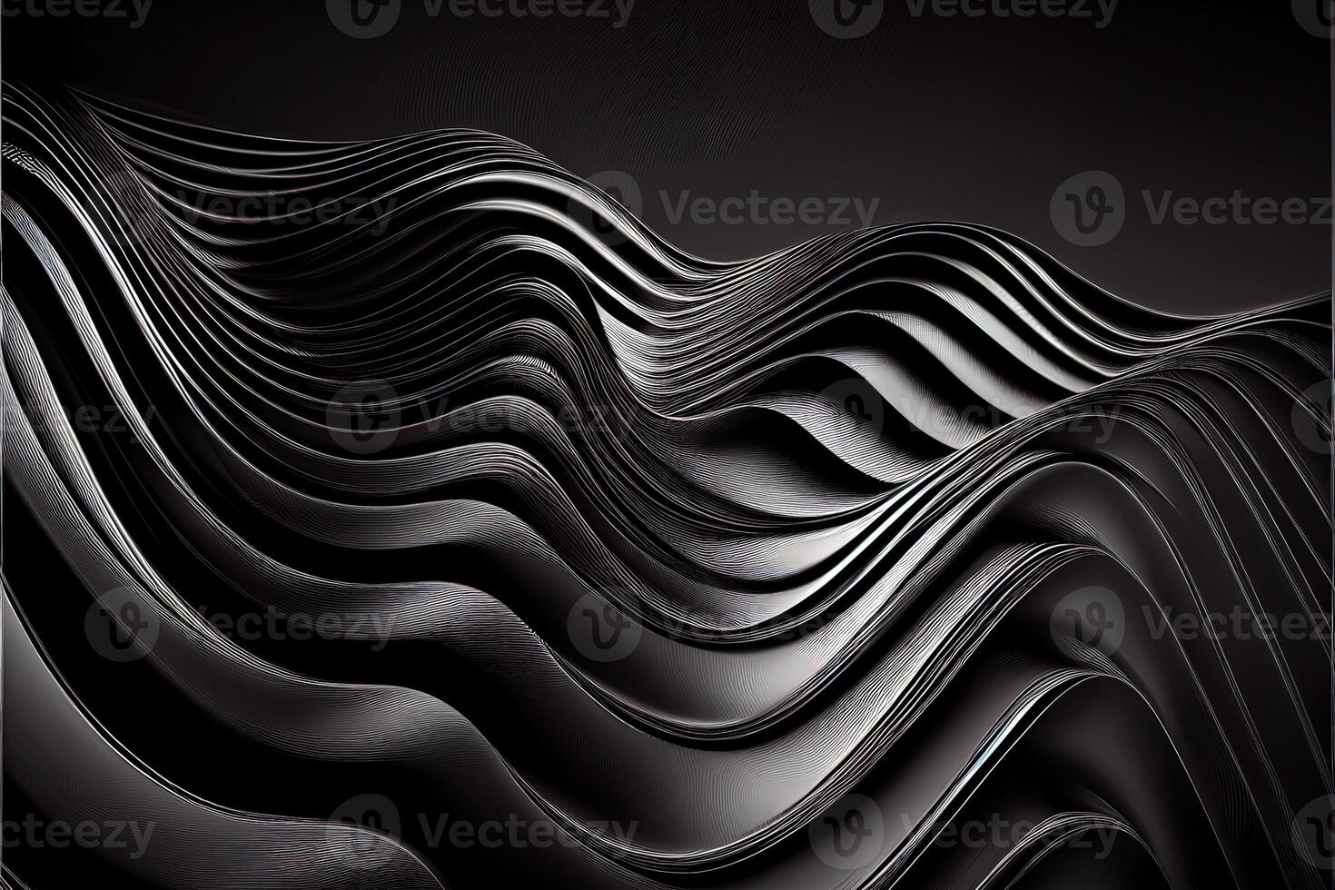 illustration of black wavy abstract layer as panorama background, gain and metal photo