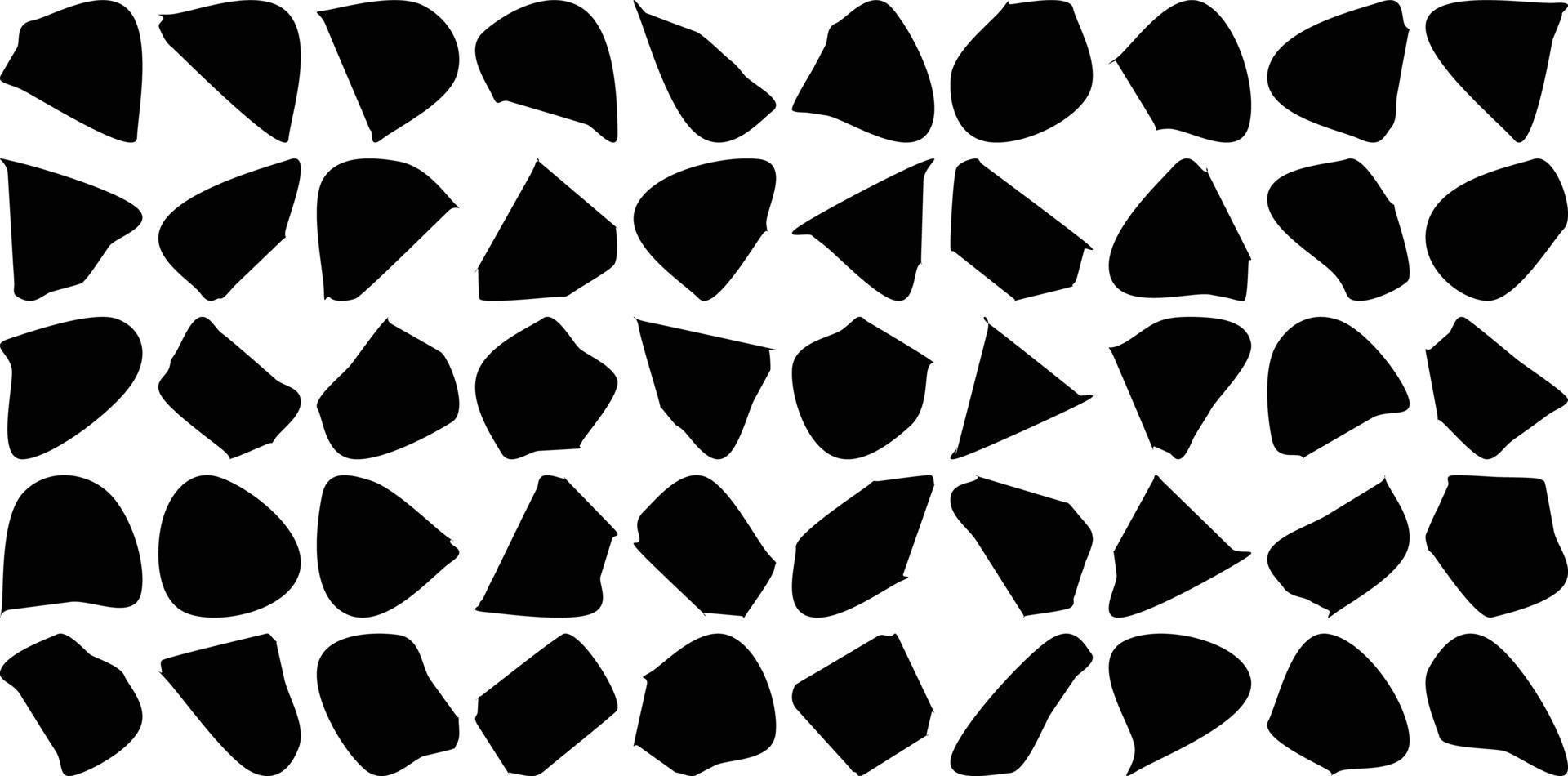 Hand Drawn Organic Shapes Liquid and fluid shape Black symbol Set 50 vector