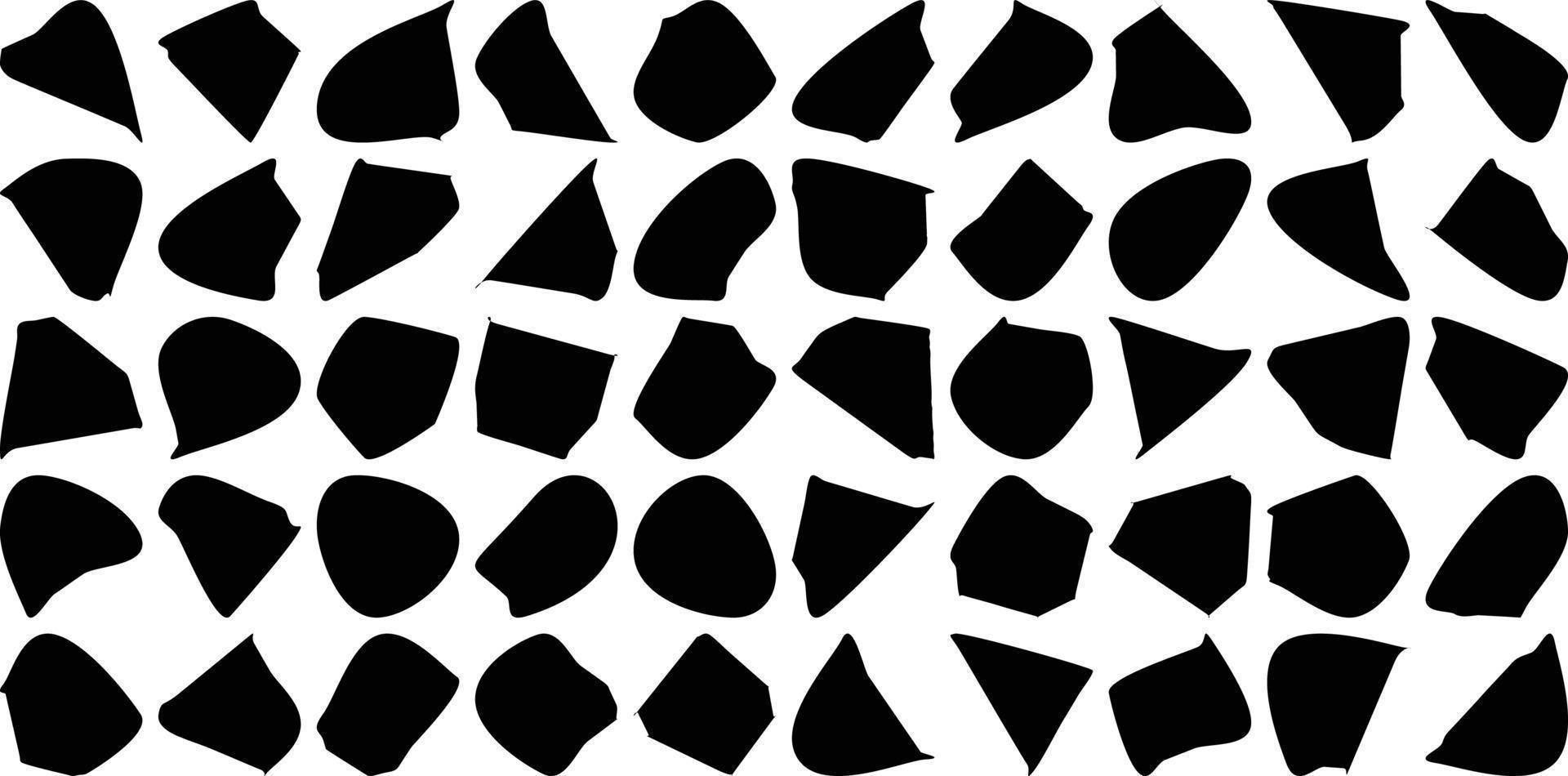 Hand Drawn Organic Shapes Liquid and fluid shape Black symbol Set 50 vector