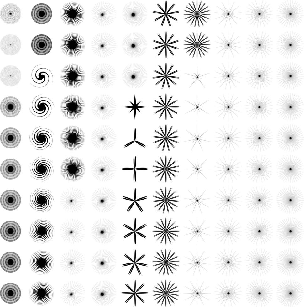 destellos forma y fuego copos forma conjunto de 50 vector