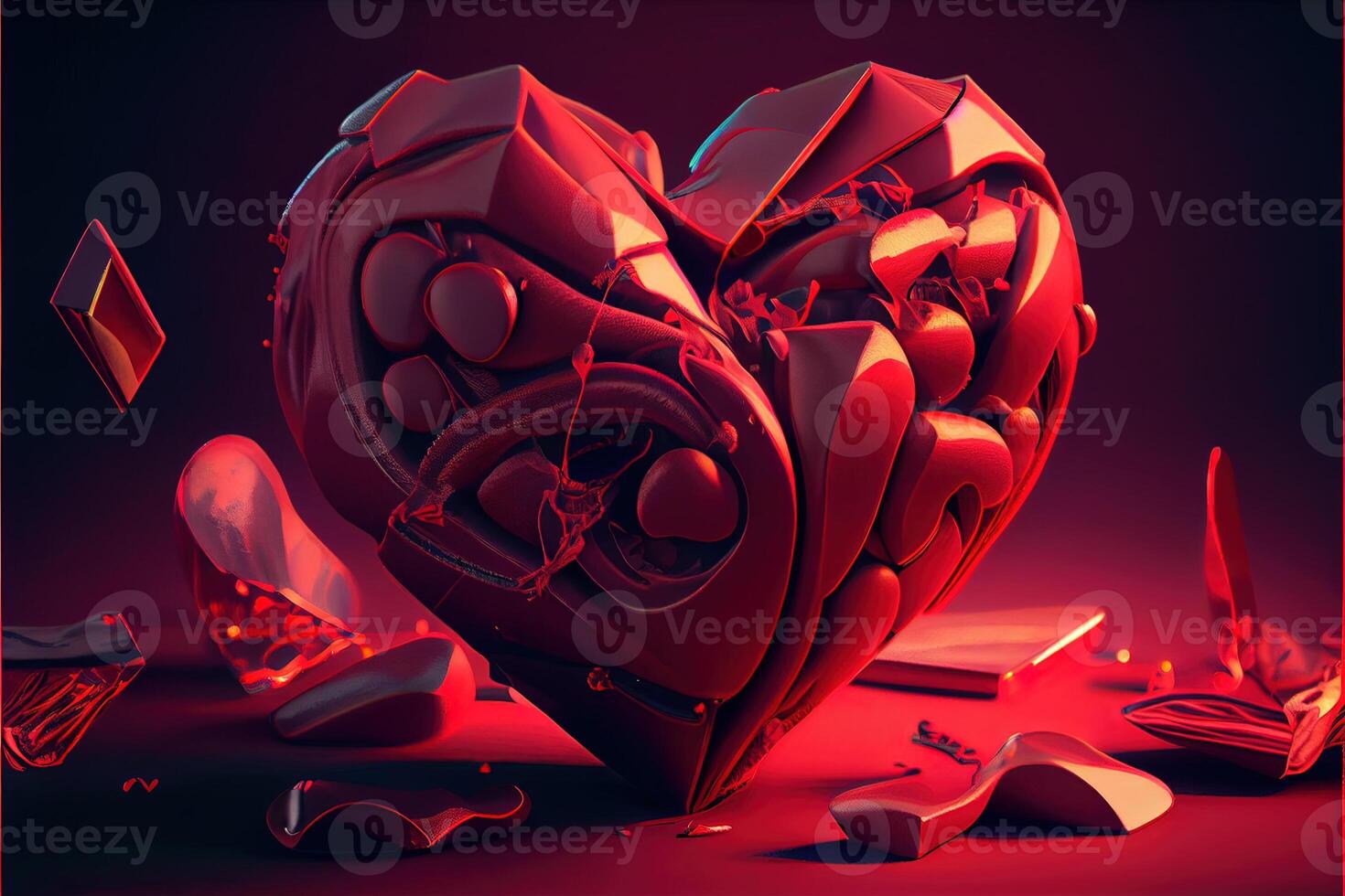 illustration of Valentine day background, love, romantic concept, heart shape. Neural network generated art. Digitally generated image. Not based on any actual scene or pattern. photo