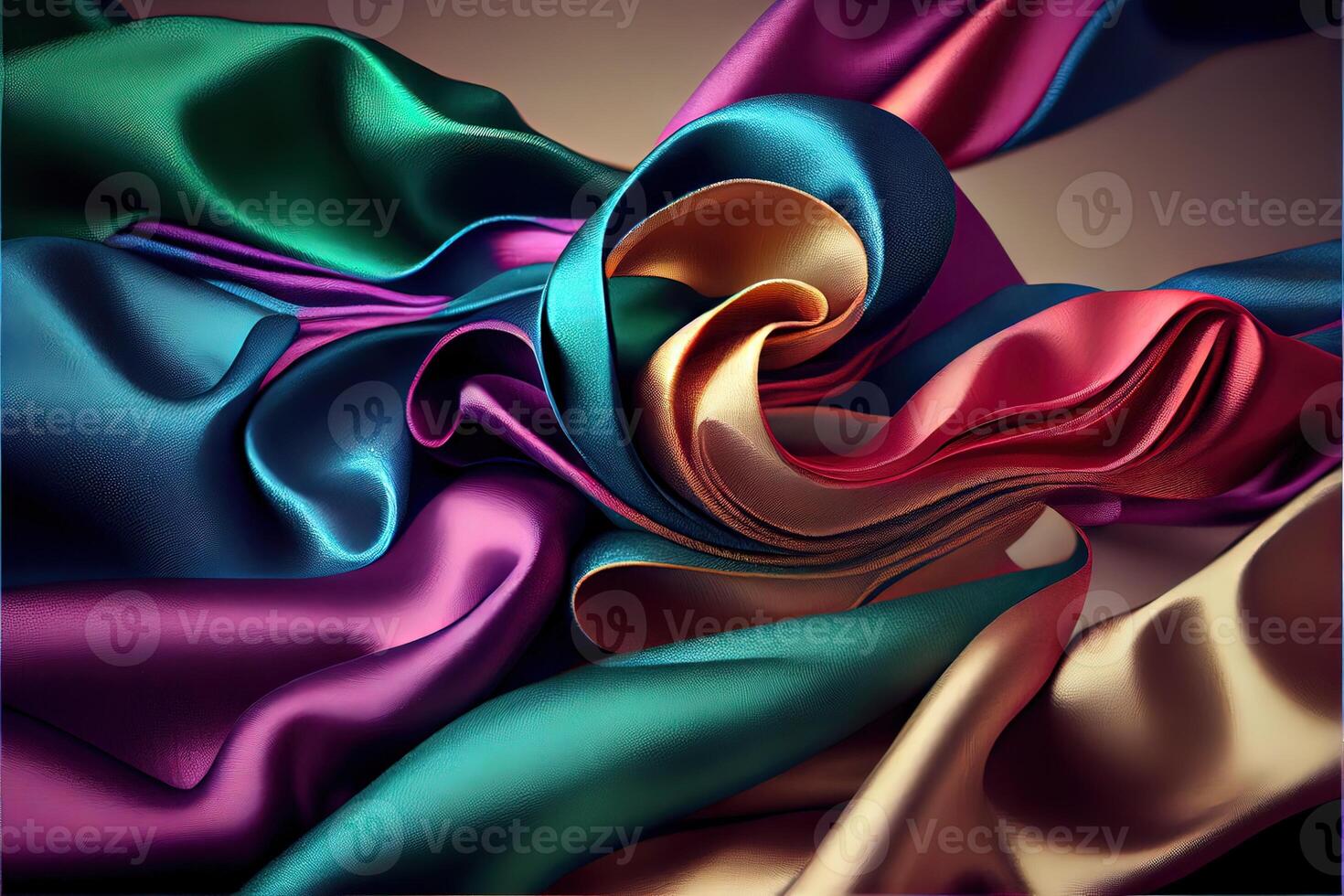 illustration of soft silk colorful fabric, texture and background photo