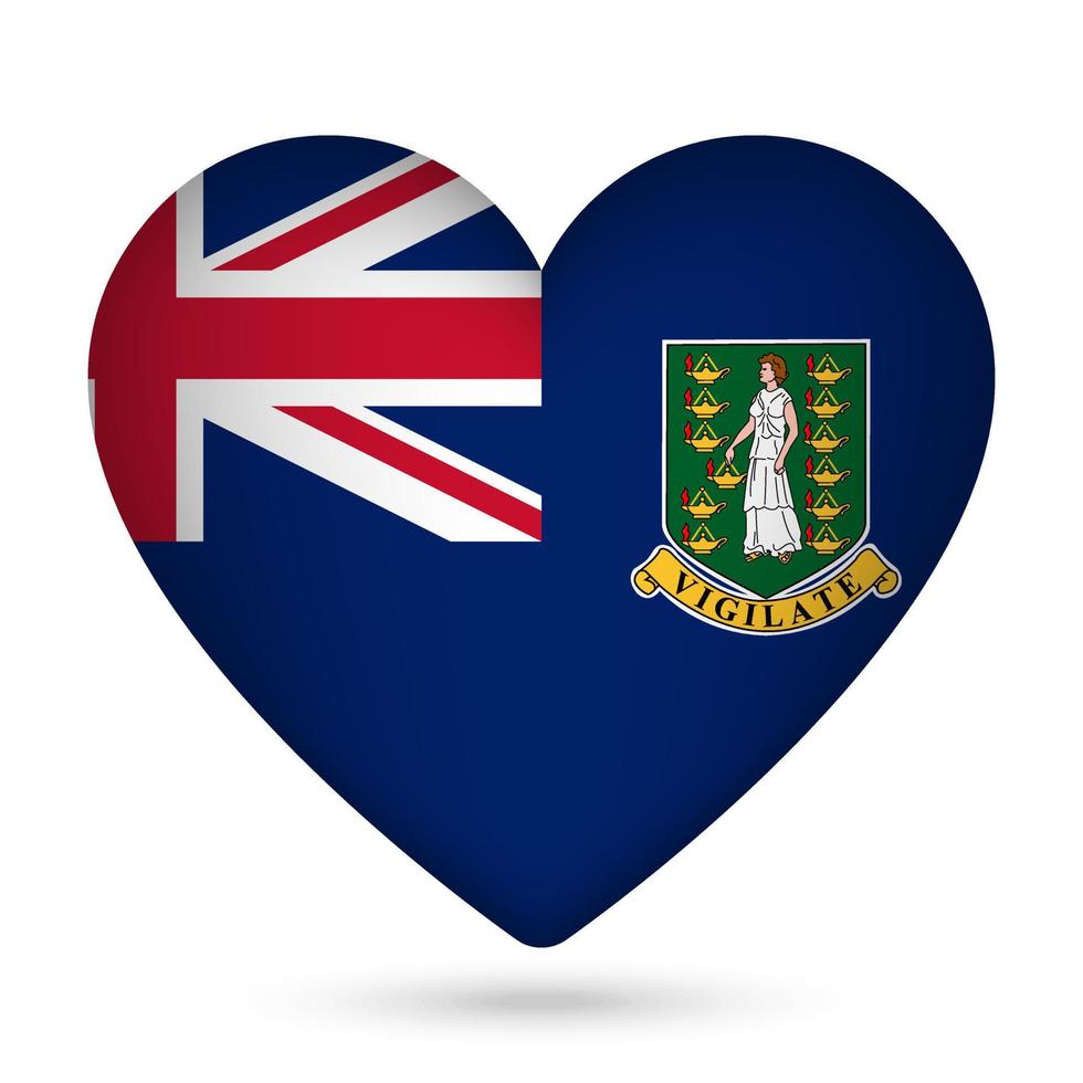 British Virgin Islands flag in heart shape. Vector illustration.