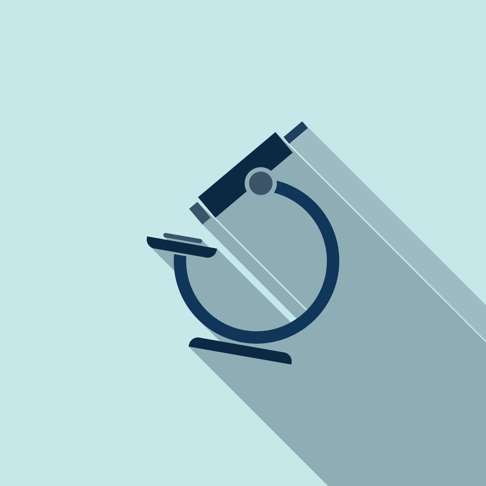 Microscope icon with long shadow. Vector illustration.