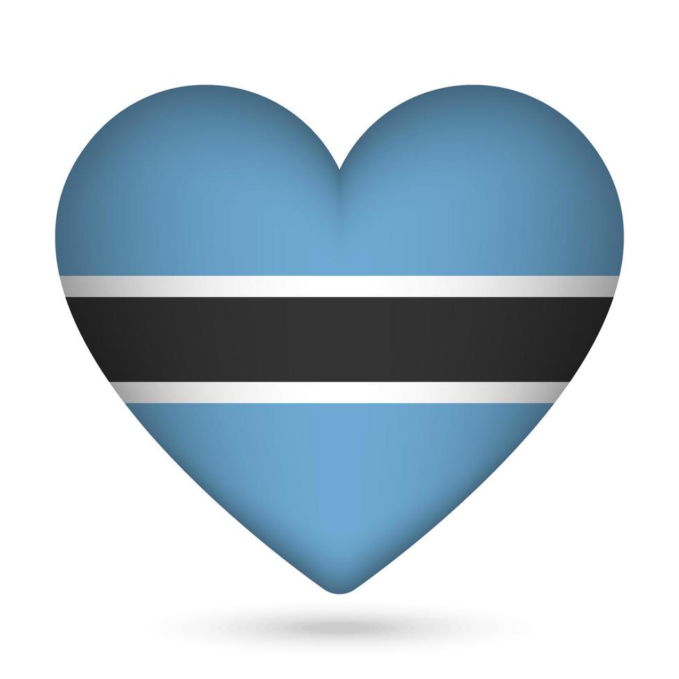 Botswana flag in heart shape. Vector illustration.