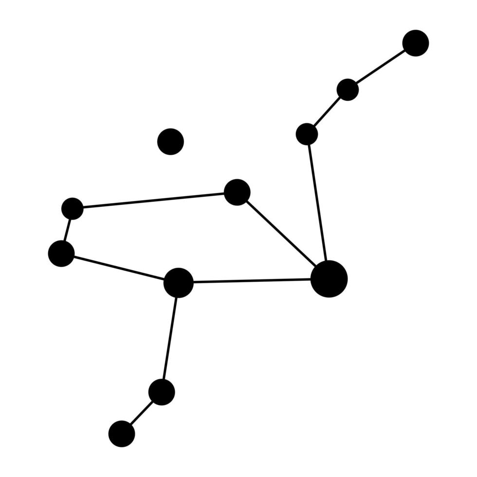 Grus constellation map. Vector illustration.