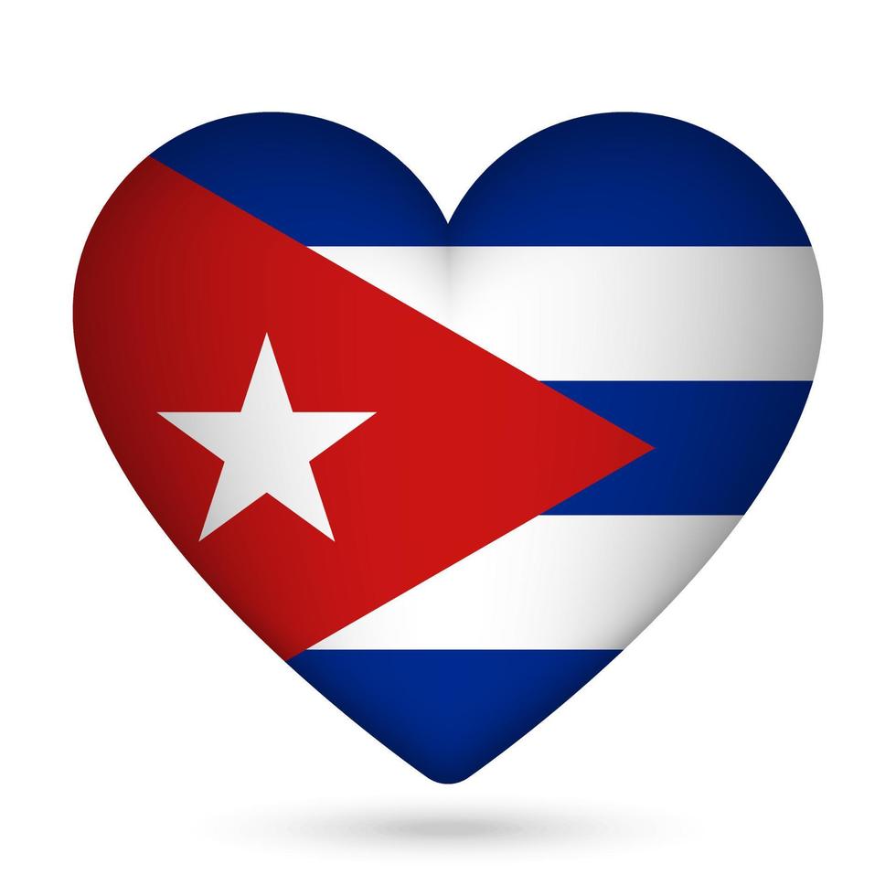Cuba flag in heart shape. Vector illustration.