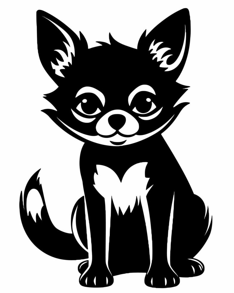 Black and White Fennec Fox vector