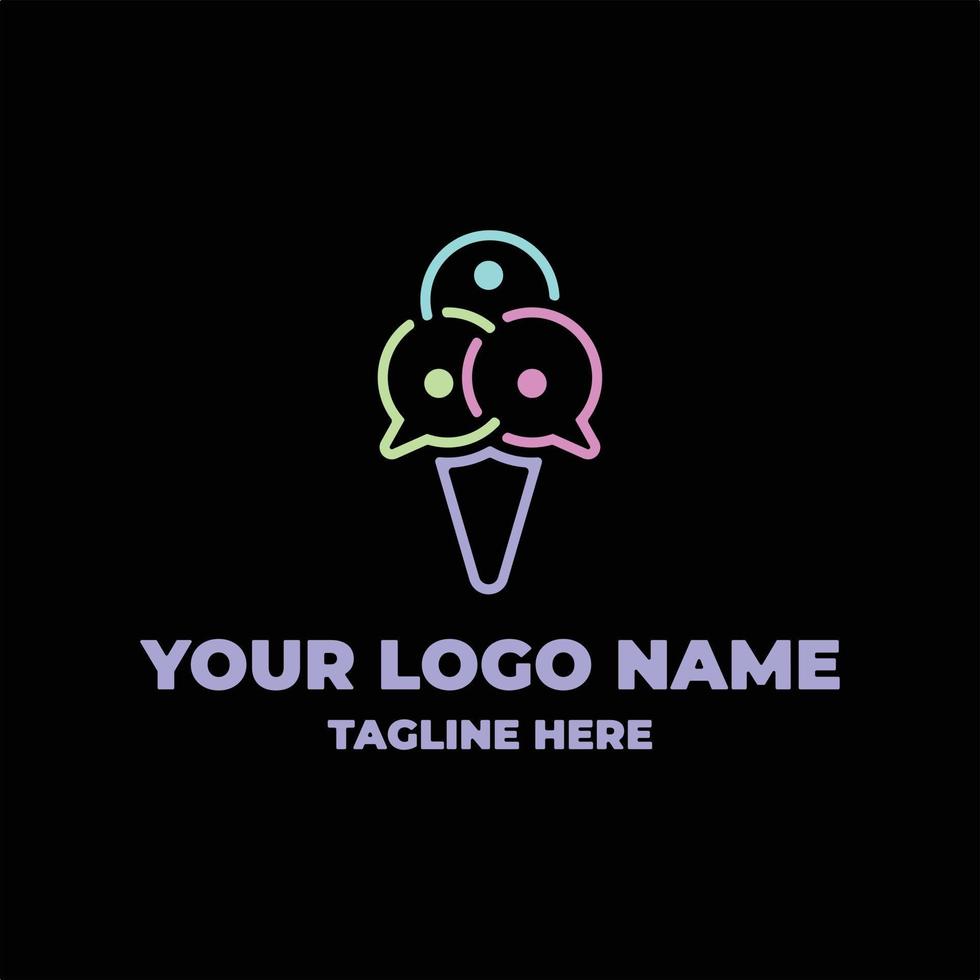 modern chat cone ice cream logo. Combination ice and chat logo idea. Speech bubble symbol for your website design, logo, app, UI, ice cream shop vector