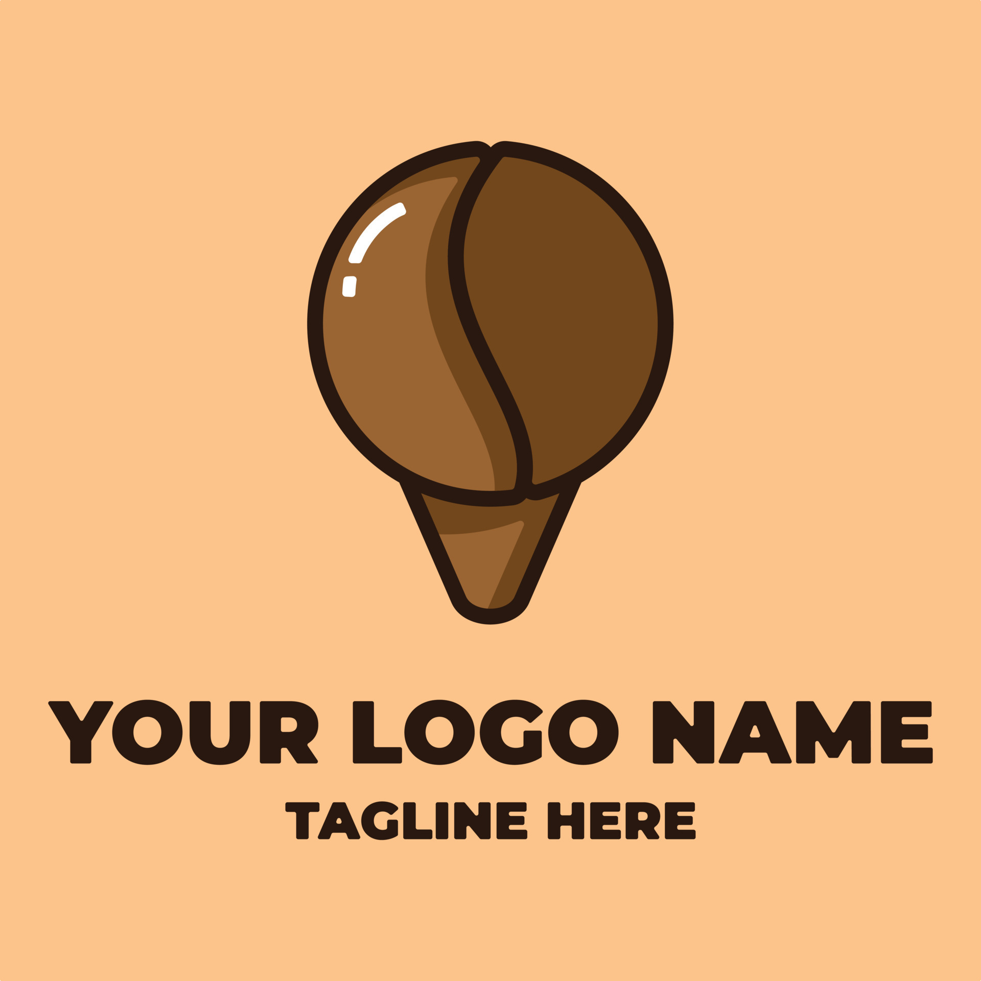ice cream cones template vector Coffee bean Logo design. Coffee Shop