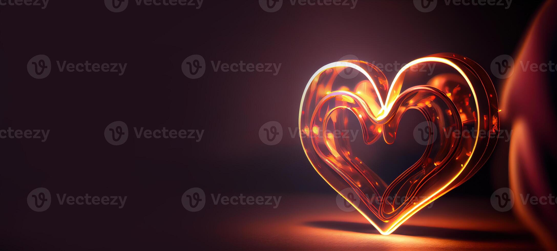 illustration of love heart neon light, decor, bright light, romantic. Love and valentine day concept. Neural network generated art. Digitally generated image. photo