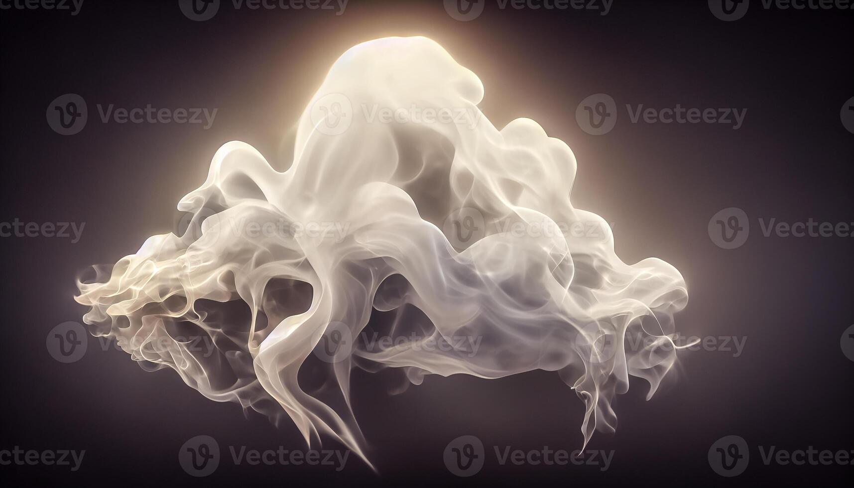 illustration of White curve fog, smoke, clouds, fire and dark background with spotlight. Abstract illustration art. Pattern texture, use for ad, poster and template, business.Digital art photo