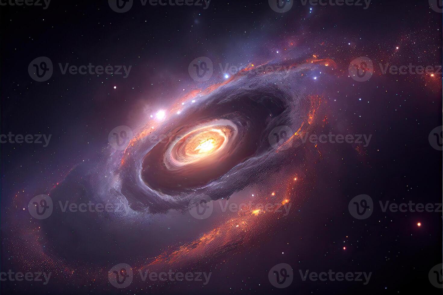 illustration of Milky Way Galaxy colliding with Andromeda Galaxy, universal and outer space photo