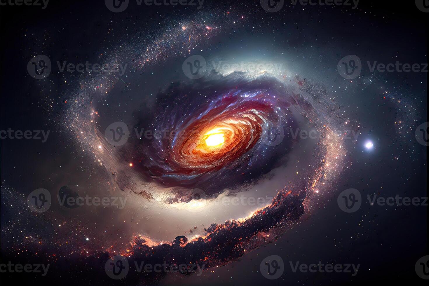 illustration of Milky Way Galaxy colliding with Andromeda Galaxy, universal and outer space photo