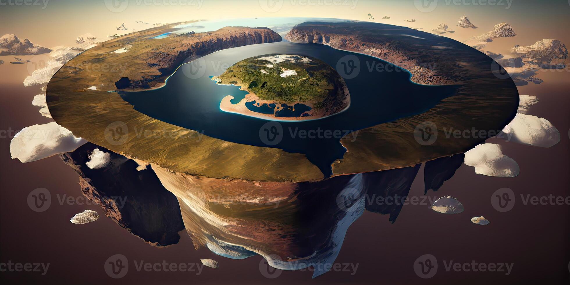 illustration of a secrets of flat earth, with continents photo