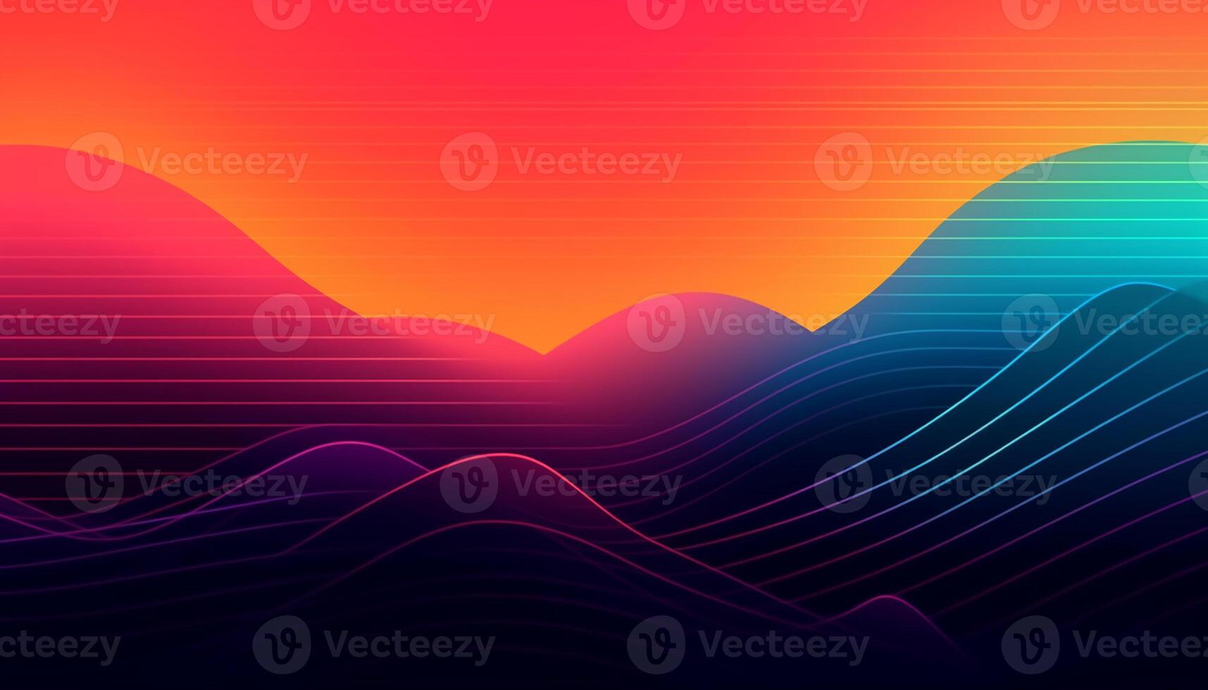 Simple minimalist retro color trendy background abstract colorful wallpaper and backdrop. Artistic digital art 3d rendering geometric line stripe bar element design material. Panoramic mountain wave. photo