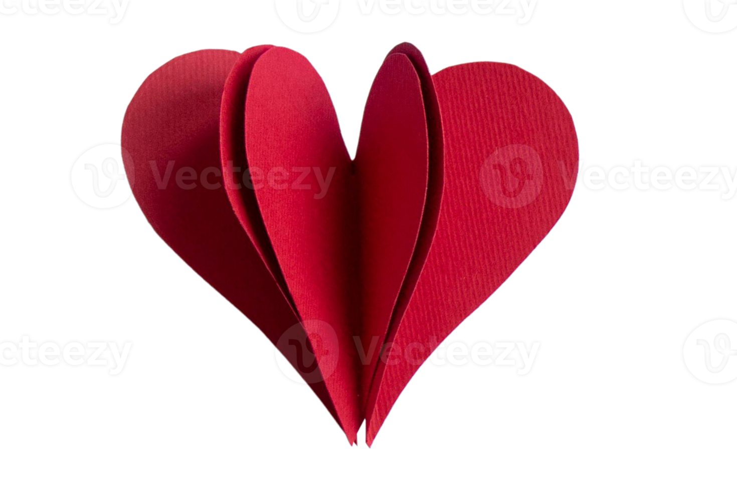 Red paper heart isolated on a transparent background png