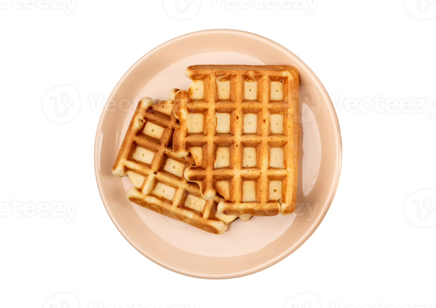 Beige plate with waffles isolated on a transparent background png