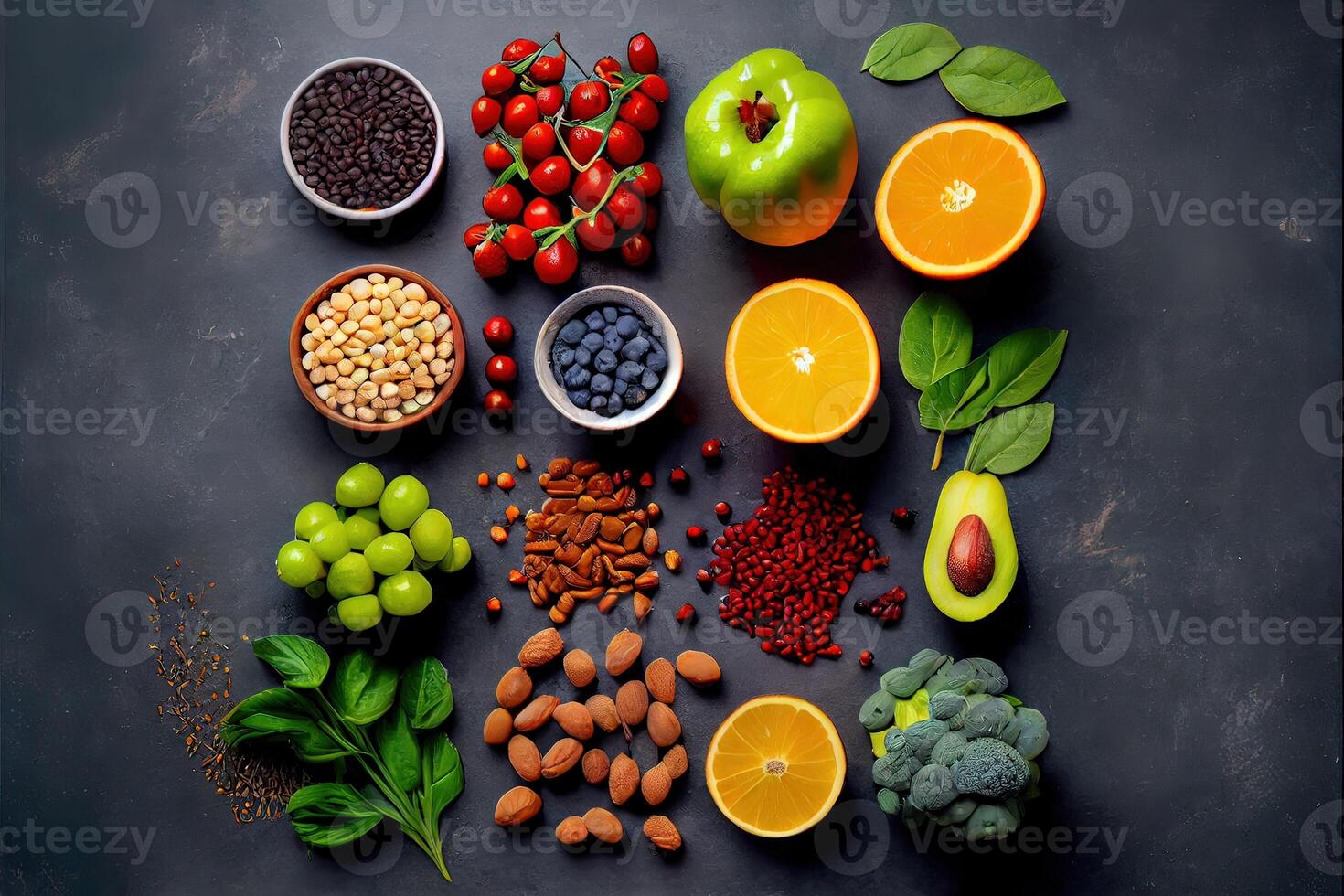 illustration of healthy food clean eating selection photo