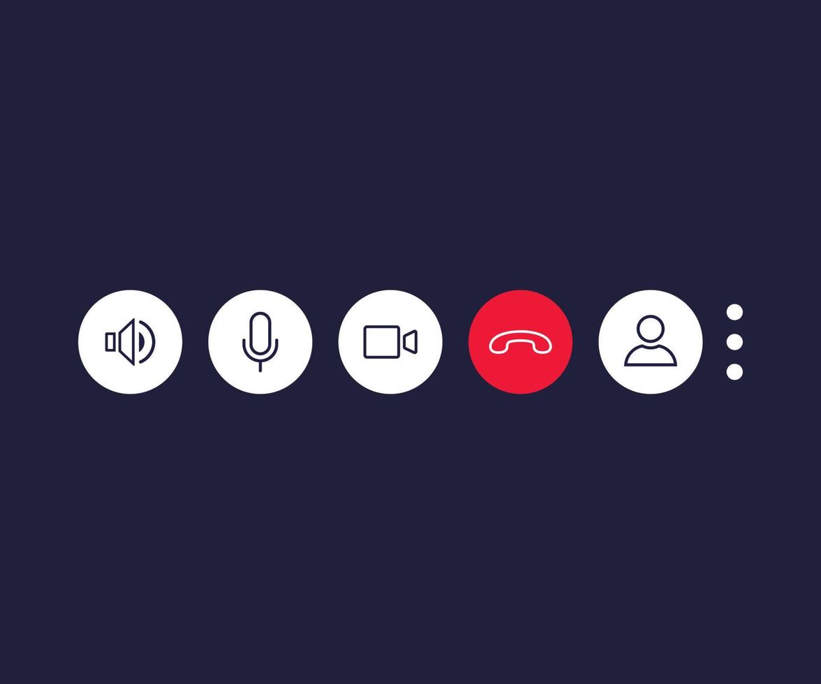 Video call icons for interface. Video call icons set. Vector illustration