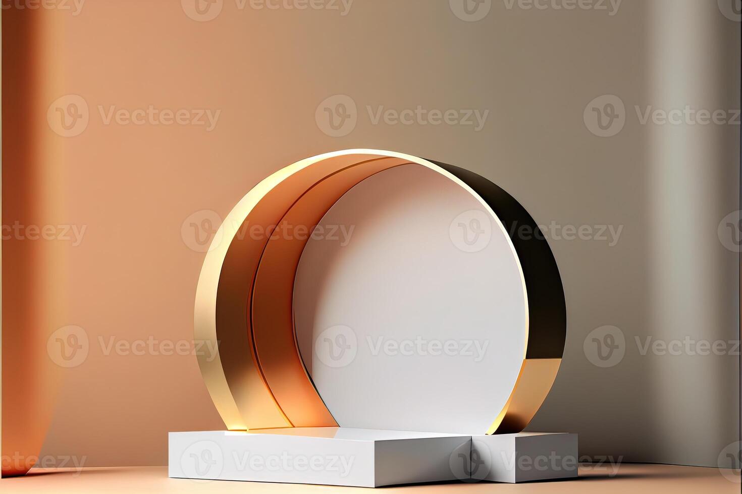 illustration of empty space podium display for product mockup natural background. Digital art photo