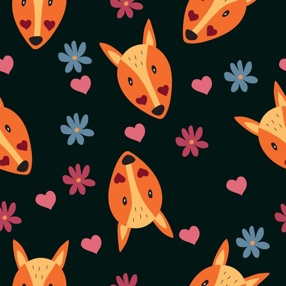 High quality vector seamless pattern. Fox muzzles