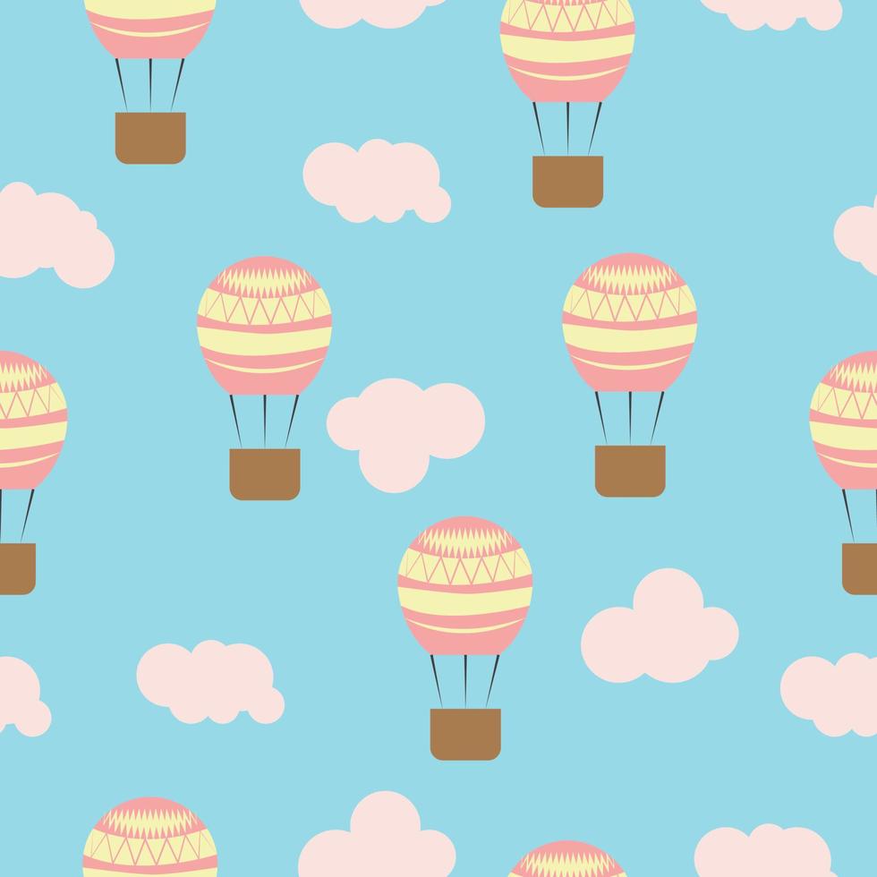 Vector pattern with balloons in the clouds. High quality vector illustration.
