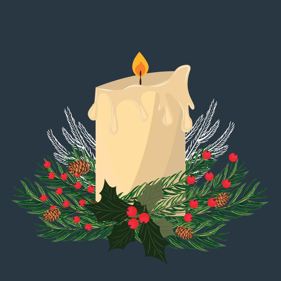 Christmas card. Christmas candle. High quality vector illustration.