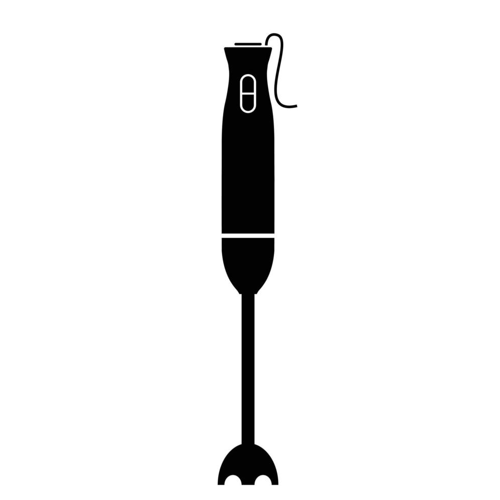 Hand blender flat silhouette vector on white background. Silhouette utensil icon. Set of black and white symbols for kitchen concept, kitchen devices, kitchen appliances, kitchenware