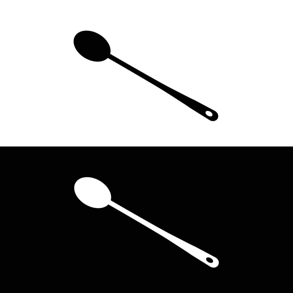 Stirring spoon flat silhouette vector. Silhouette utensil icon. Set of black and white symbols for kitchen concept, kitchen devices, kitchen gadgets, kitchen tools, kitchenware vector