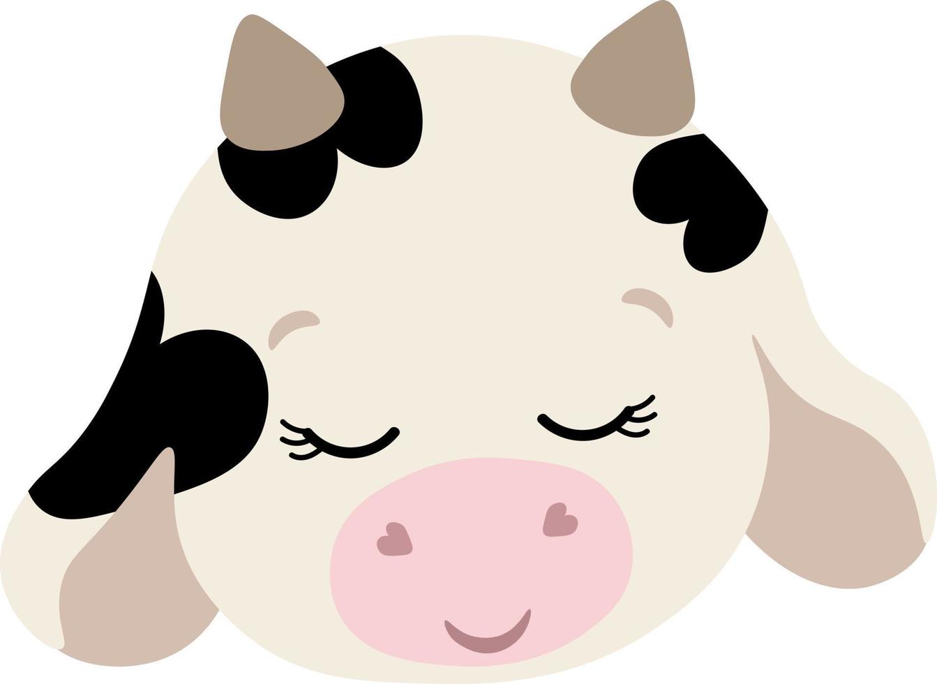 Black and white cute baby bull and cow vector illustration