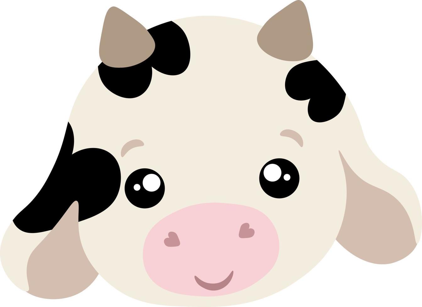 Black and white cute baby bull and cow vector illustration