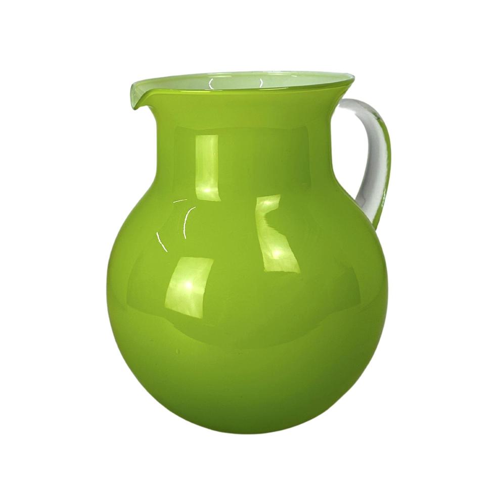 Vintage Glass Lime Green Pitcher photo