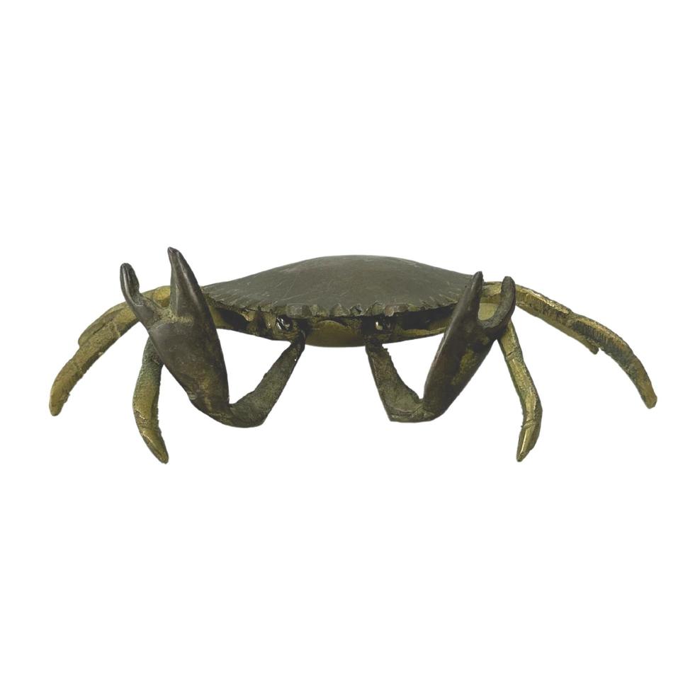 Vintage Brass Crab Hinged Top Trinket Box photo