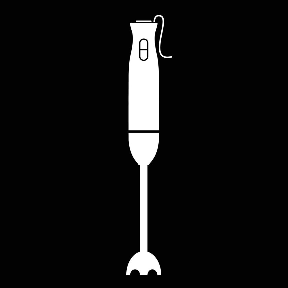 Hand blender flat silhouette vector on black background. Silhouette utensil icon. Set of black and white symbols for kitchen concept, kitchen devices, kitchen appliances, kitchenware