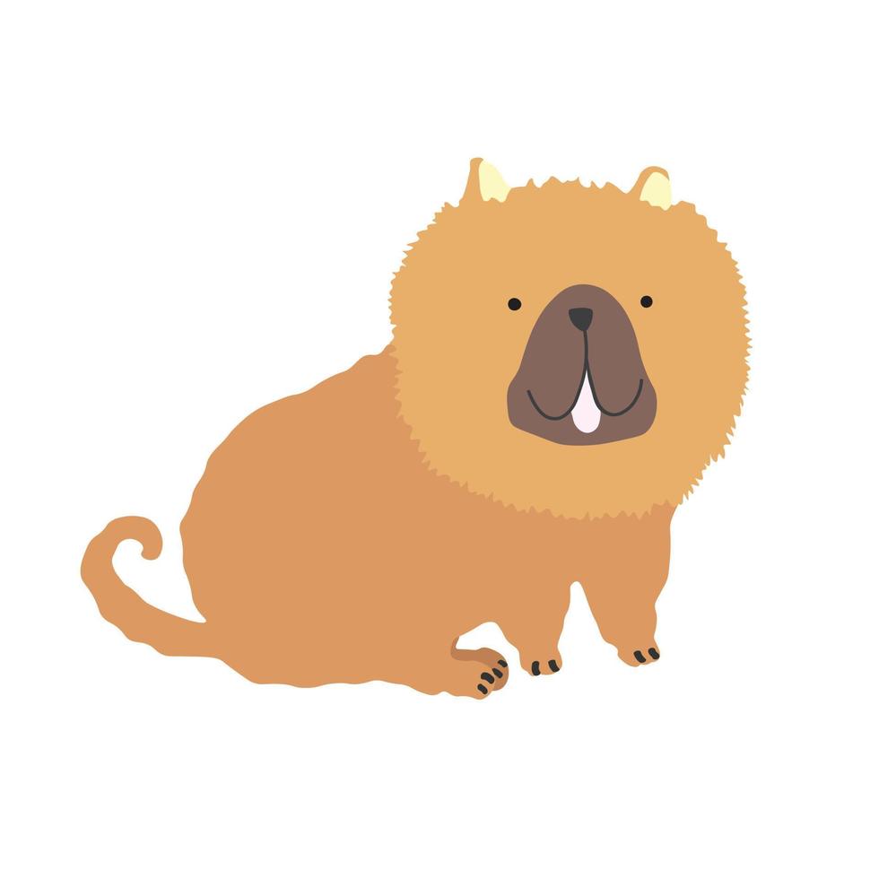 Cute dogs color vector in cartoon style. Sitting Tibetan Mastiff ...
