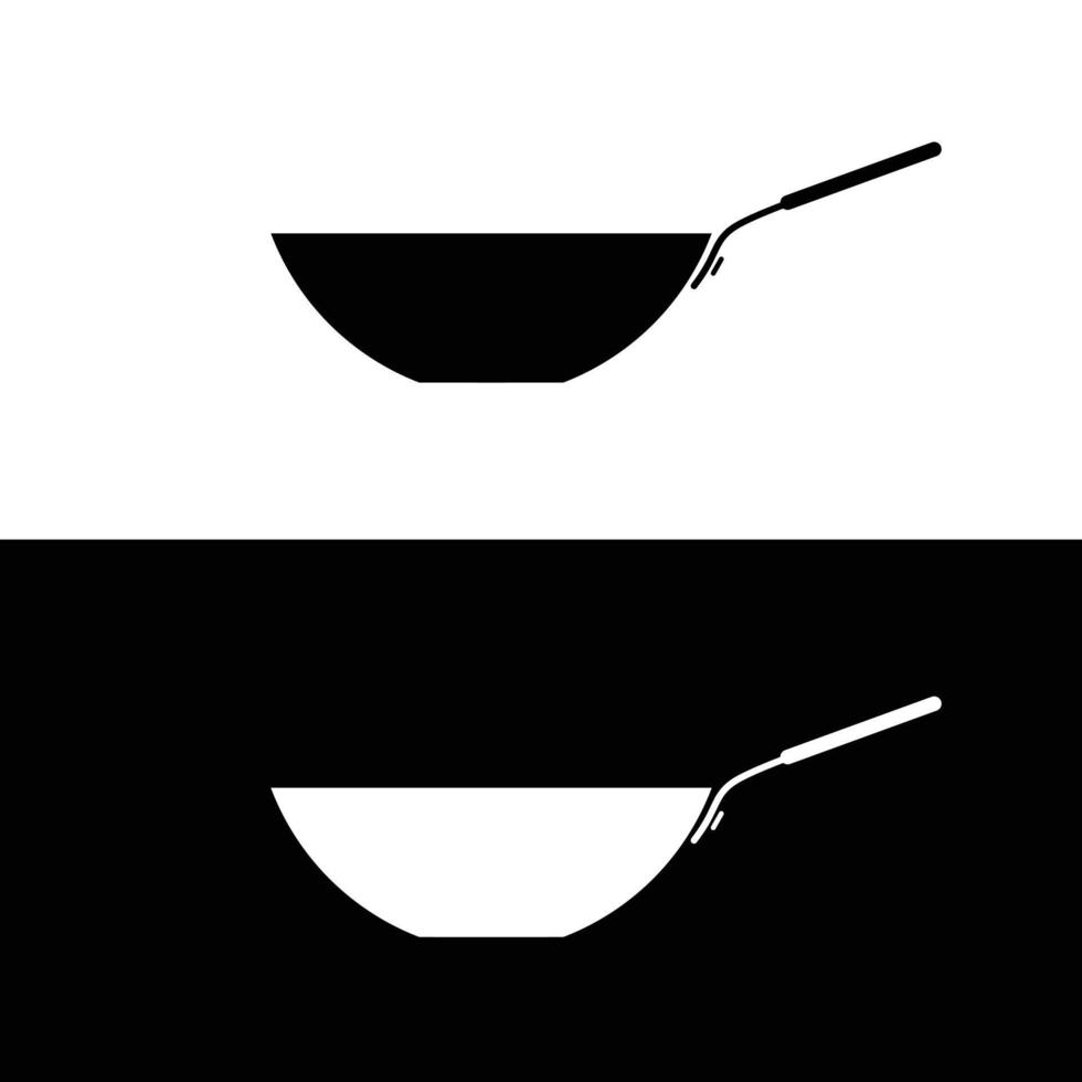 Wok silhouette flat vector. Silhouette utensil icon. Set of black and white symbols for kitchen concept. Cookware icon for web. Kitchenware. vector