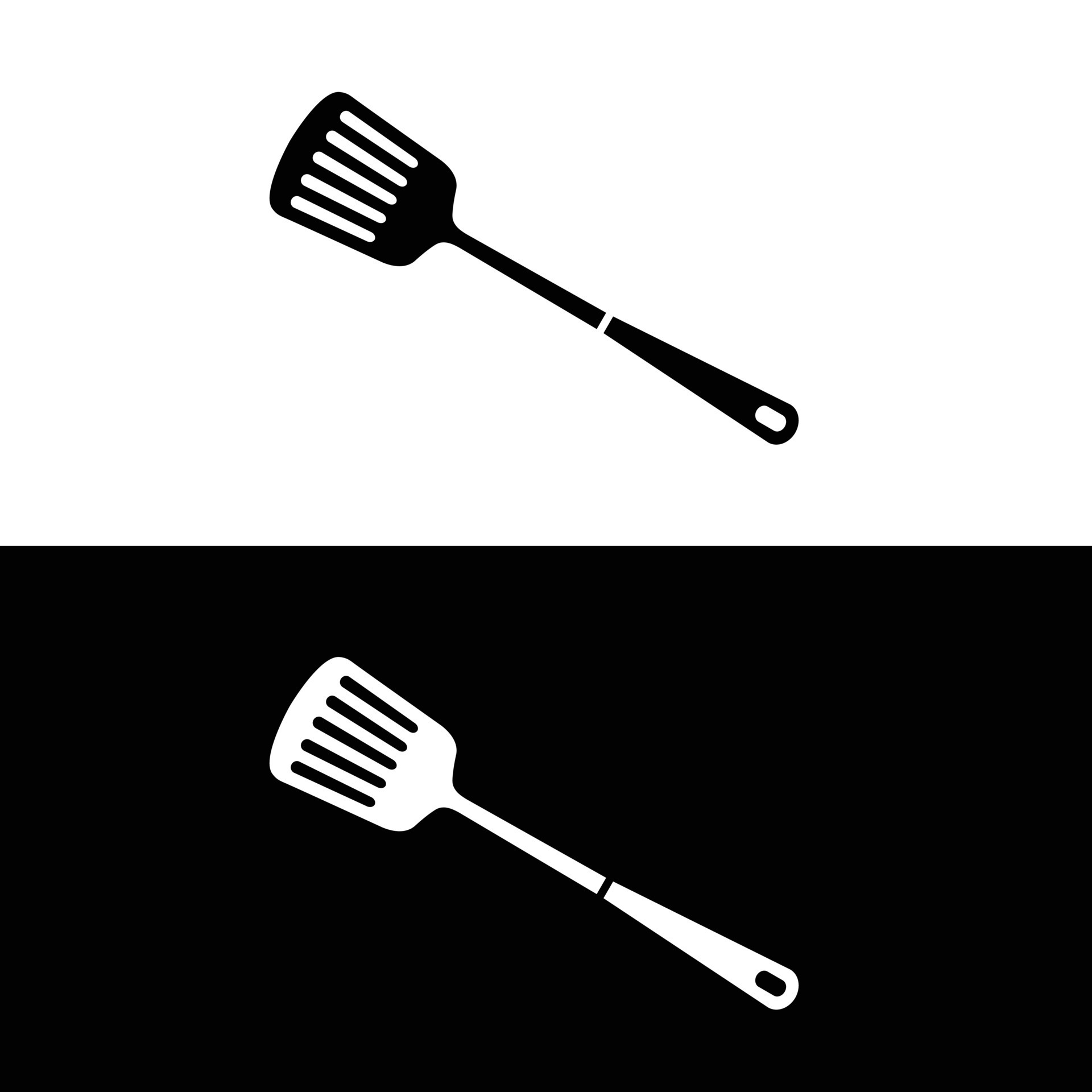 Spatula flat silhouette vector. Silhouette utensil icon. Set of black