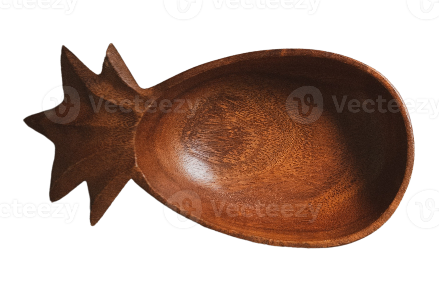 Brown wooden pineapple plate isolated on a transparent background png