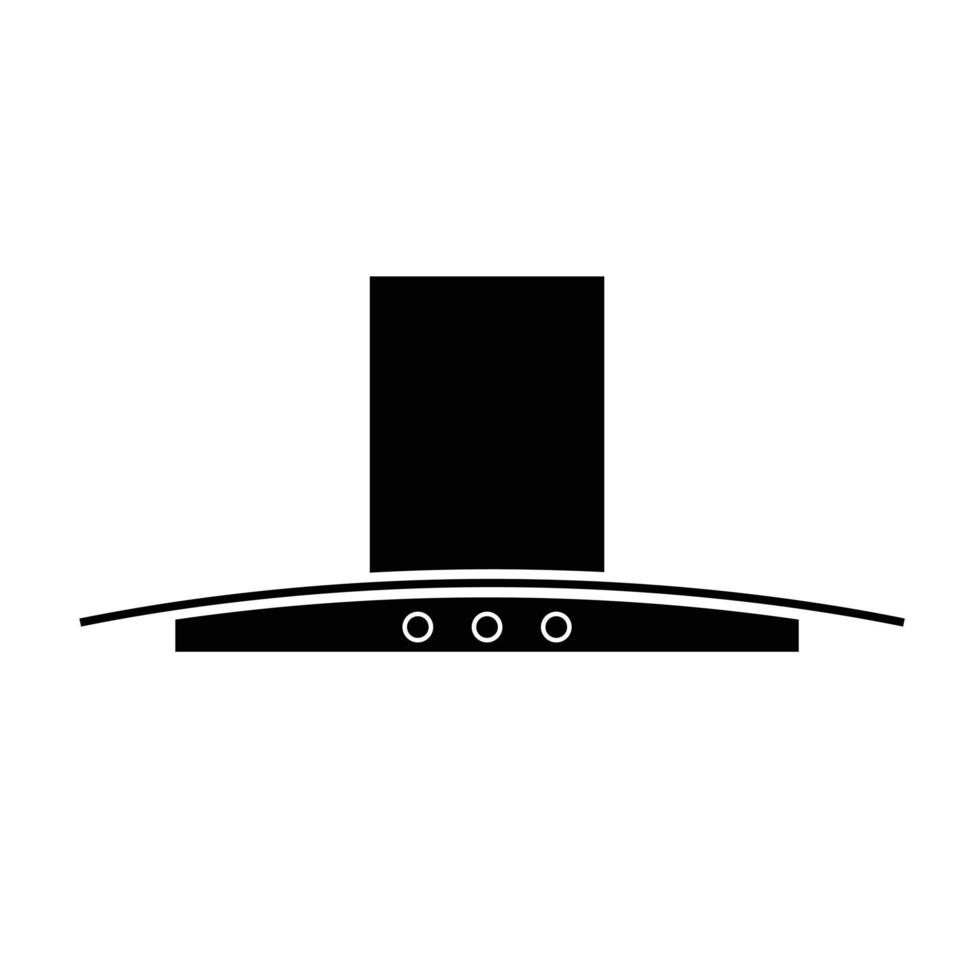 Range hood flat silhouette vector on white background. Silhouette utensil icon. Set of black and white symbols for kitchen concept, kitchen devices, kitchen appliances, kitchen gadgets, kitchenware