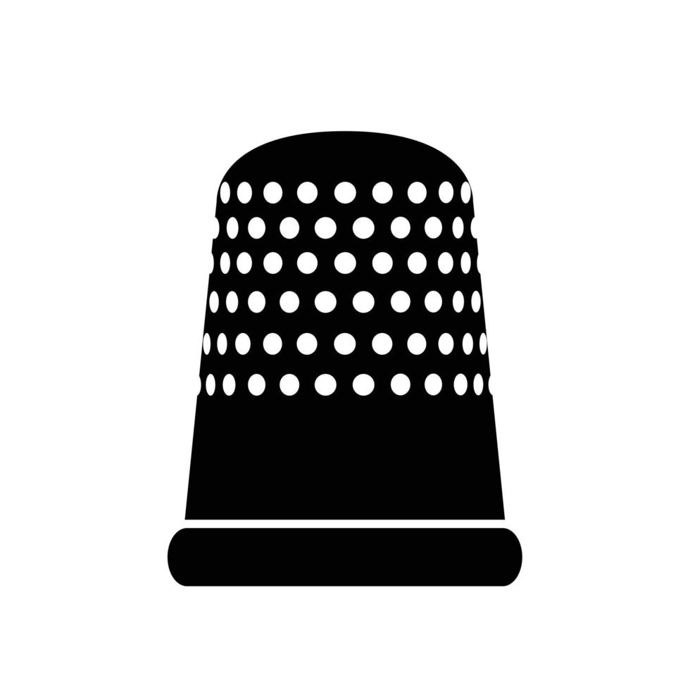 Sewing thimble, finger protector black and white flat icon. Finger protector for sewing silhouette vector on white background. Set of sewing concept. Tool for tailors.