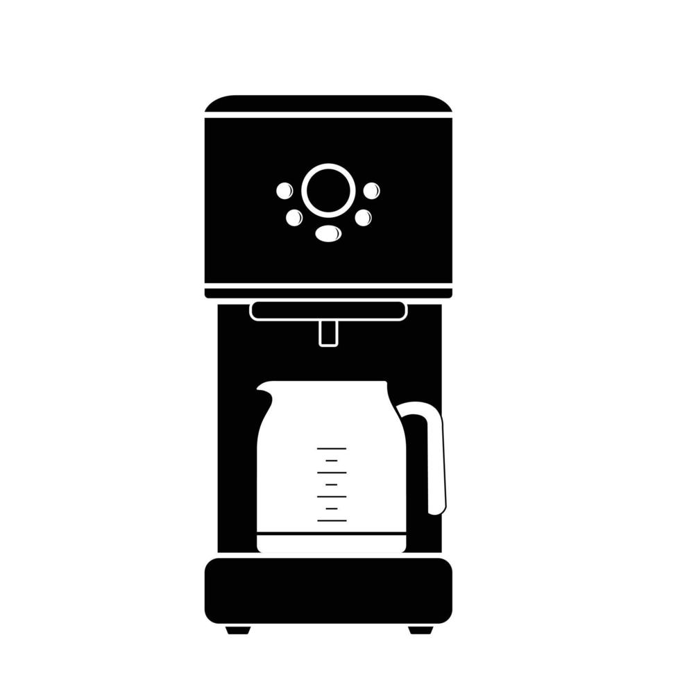 café fabricante plano silueta vector en negro antecedentes. silueta Cocinando eléctrico utensilio icono. conjunto de negro y blanco símbolos para cocina concepto, cocina dispositivos, cocina accesorios, batería de cocina