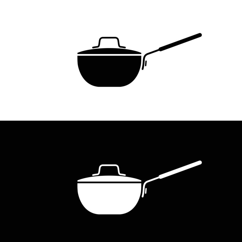 Saucier silhouette flat vector. Silhouette kitchen utensil icon. Set of black and white symbols for kitchen concept. Cookware icon for web. vector